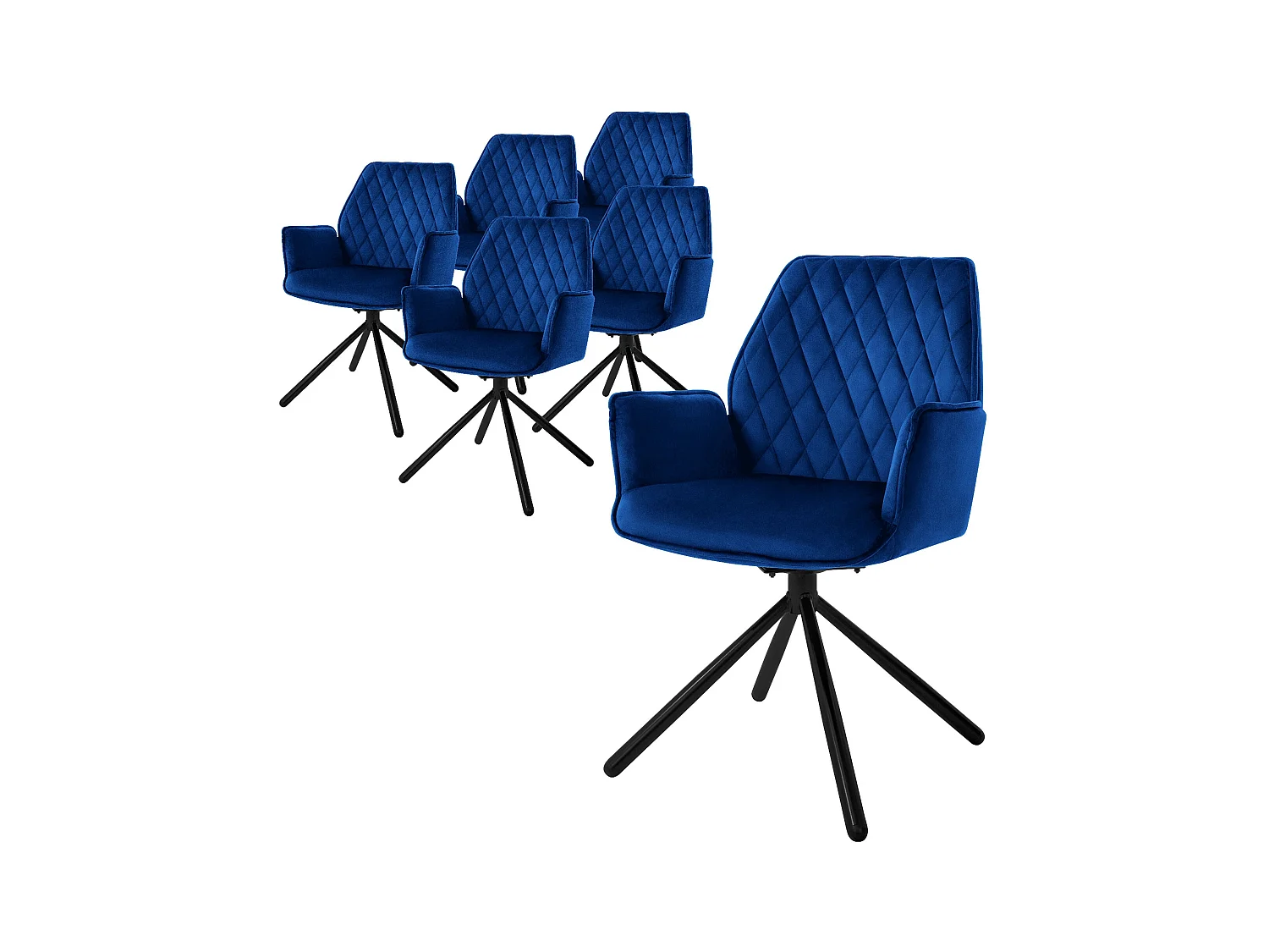 Lot de 6 Chaises pivotantes Chaise de salle à manger à accoudoirs 180° Pivotant Velours Chaise de salon