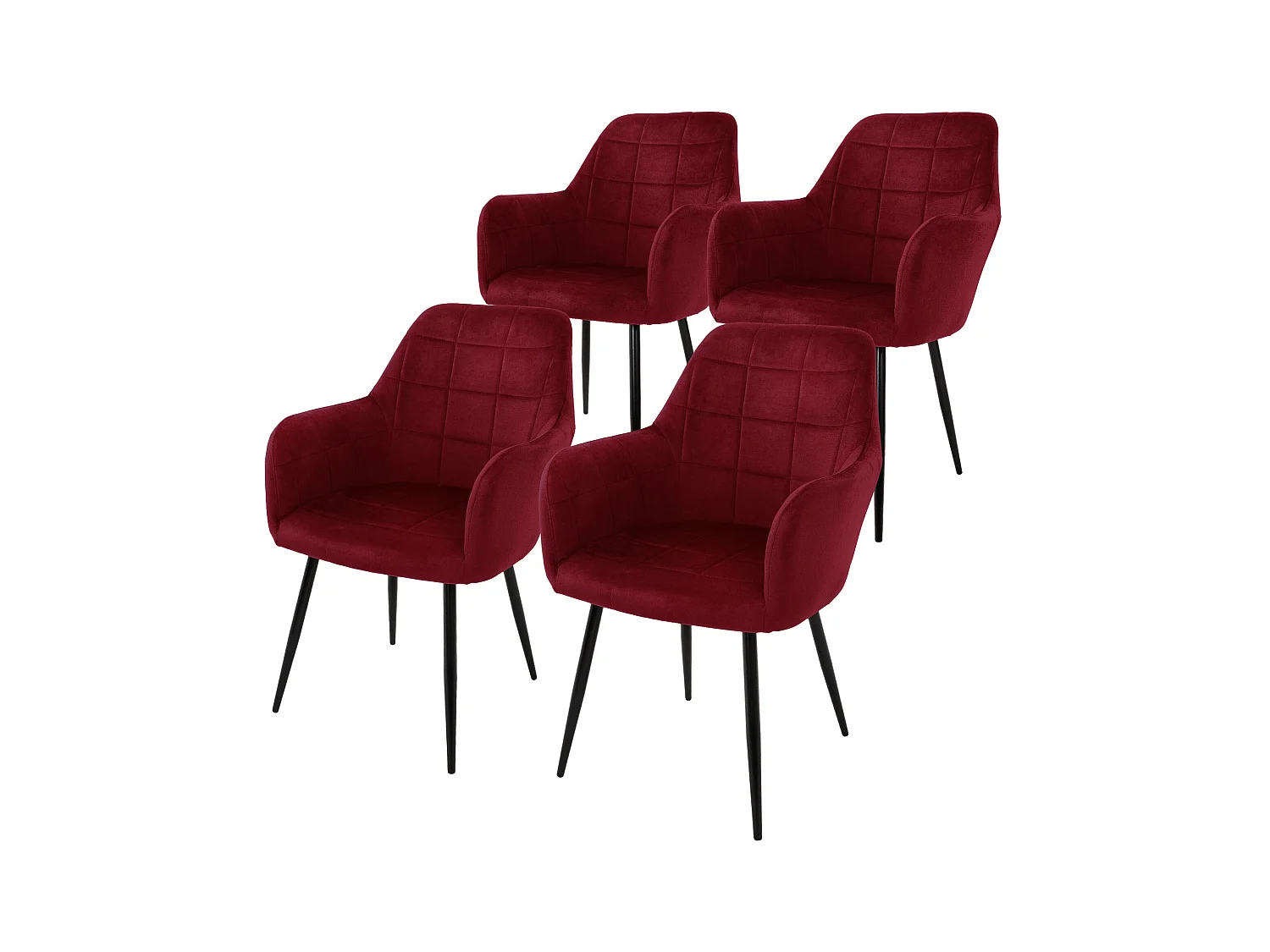 4 chaises de salle à manger Chaises de salon Chaise en velours Chaise de cuisine Set Bordeaux
