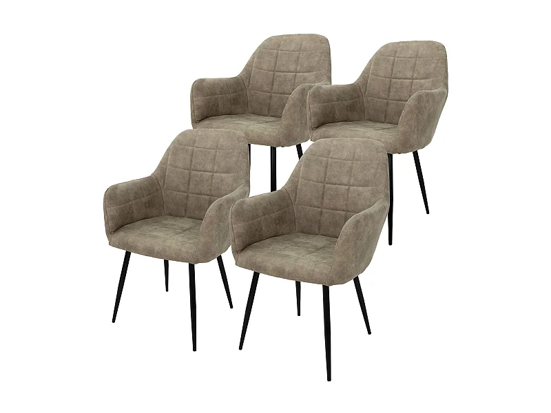 4pcs Chaises de salle à manger Chaises de salon Chaise de salle à manger design Micro-cuir Gris Olive