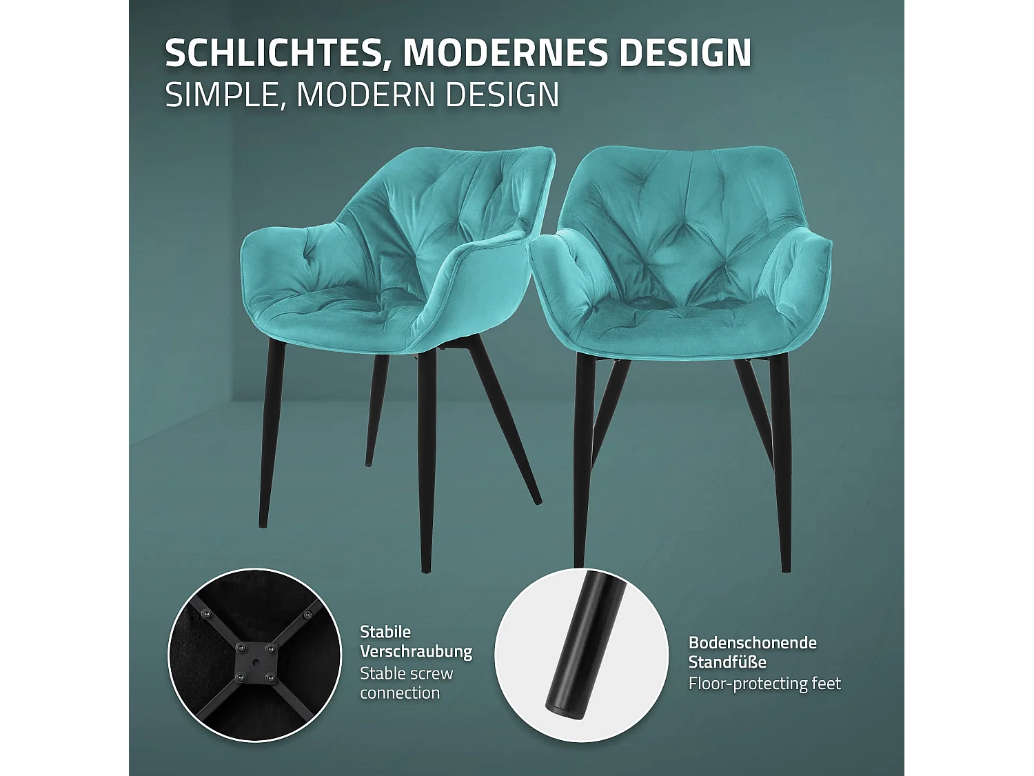 Lot de 6 chaises Chaise de salle à manger Chaise de cuisine Chaise de salon Chaise rembourrée Velours