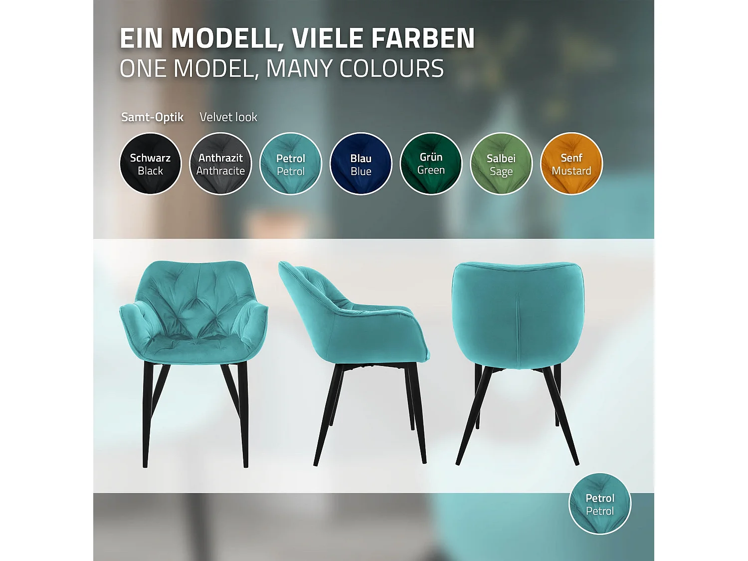 Lot de 6 chaises Chaise de salle à manger Chaise de cuisine Chaise de salon Chaise rembourrée Velours