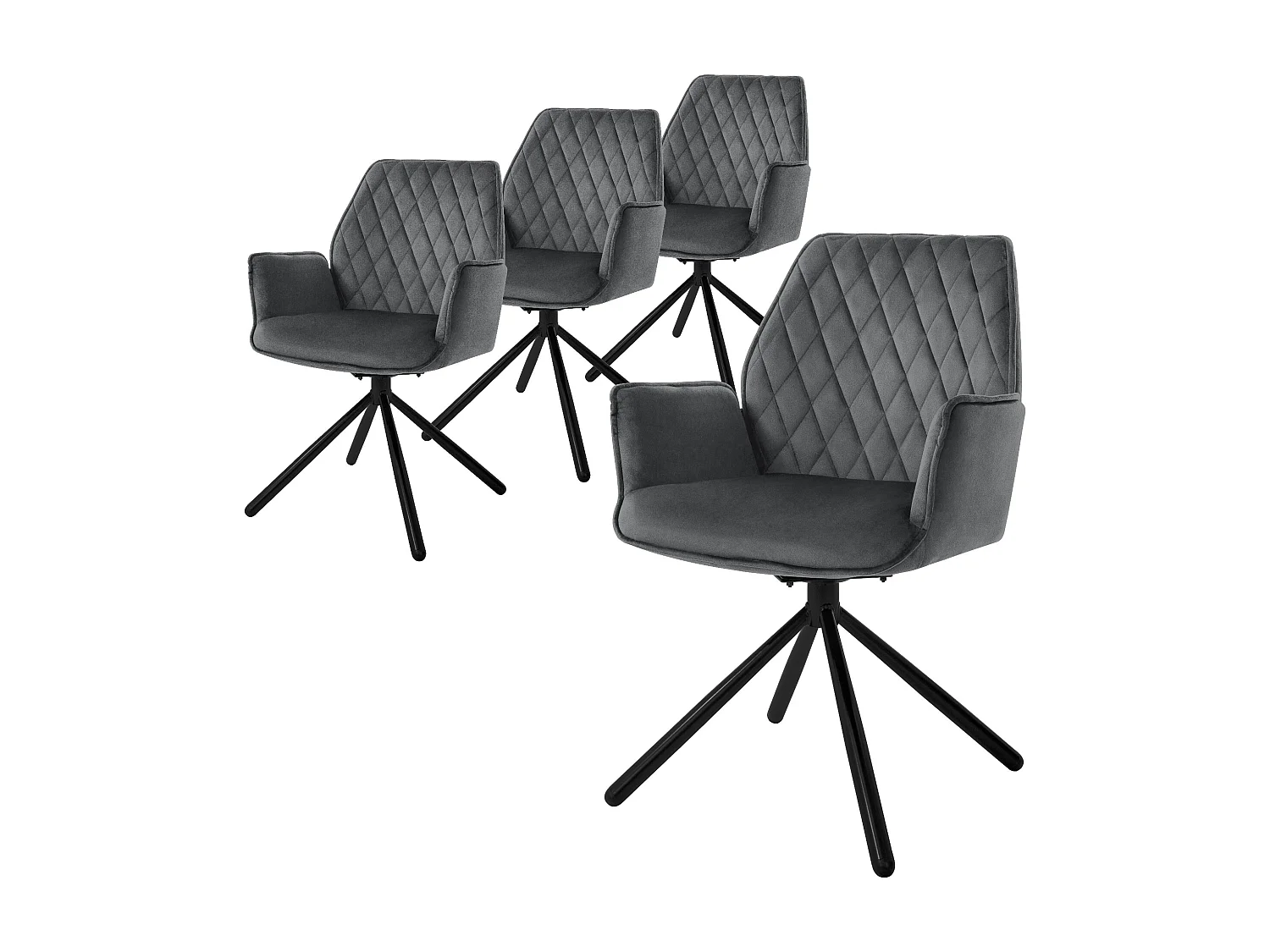 Lote de 4 sillas de comedor giratorias silla de comedor sillón de terciopelo giratorio 180