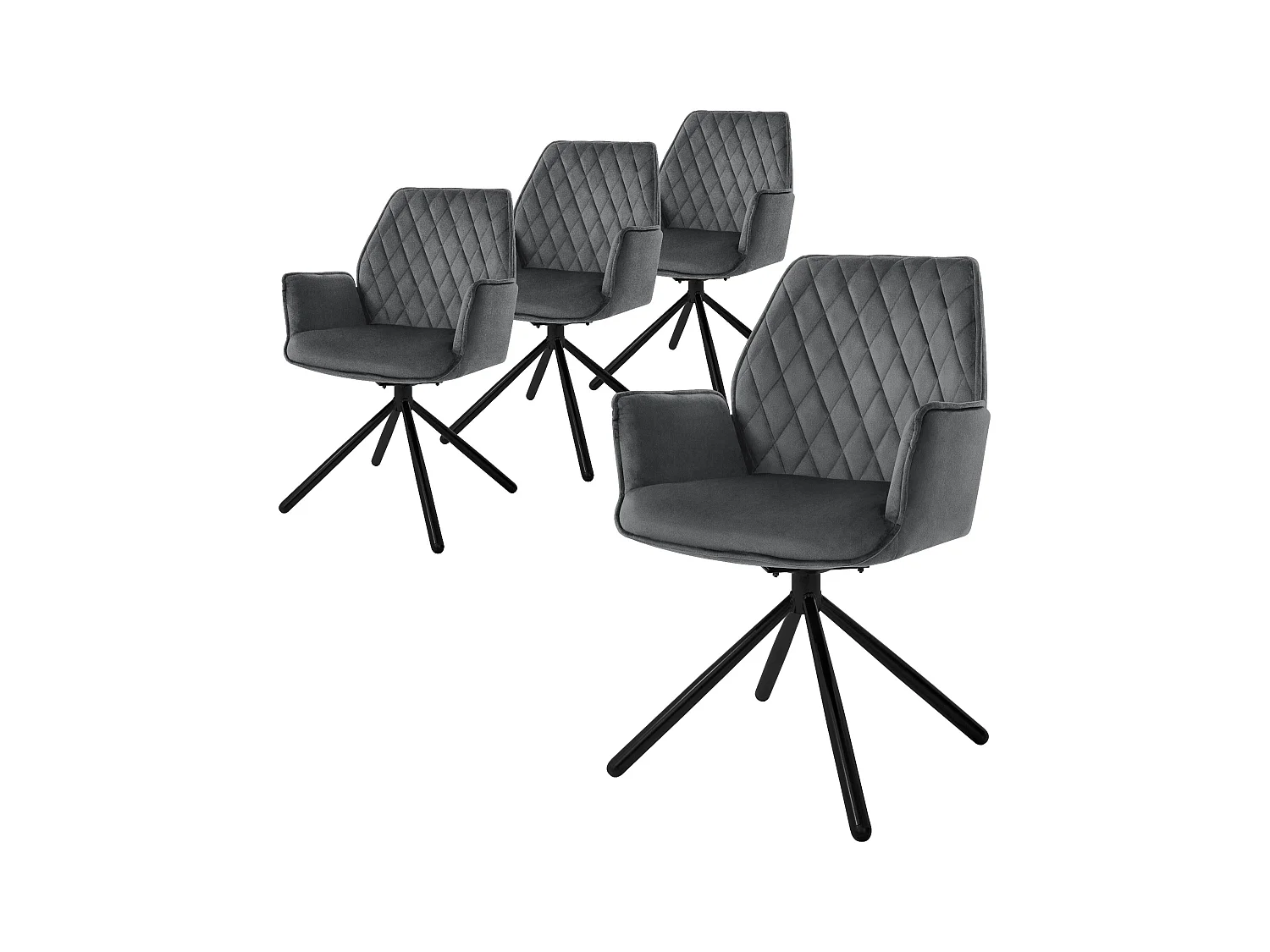 Set de 4 chaises pivotantes Chaise de salle à manger Fauteuil pivotant 180° Velours Chaise de salon