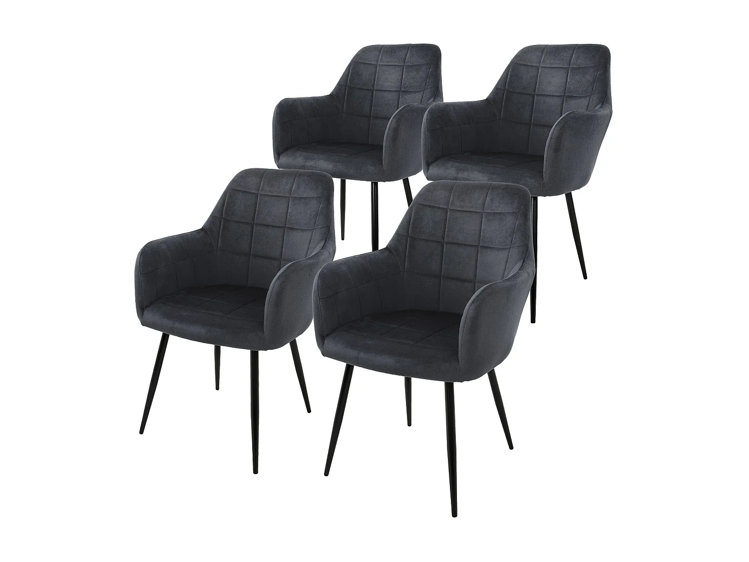Lote de 4 sillas de comedor sillas de salón sillas de cocina de terciopelo gris oscuro