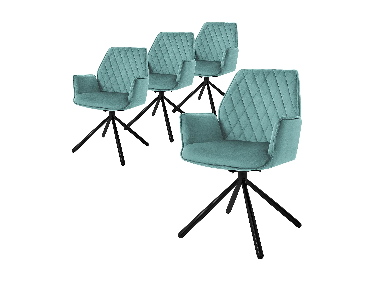 Set de 4 chaises pivotantes Chaise de salle à manger Fauteuil pivotant 180° Velours Chaise de salon