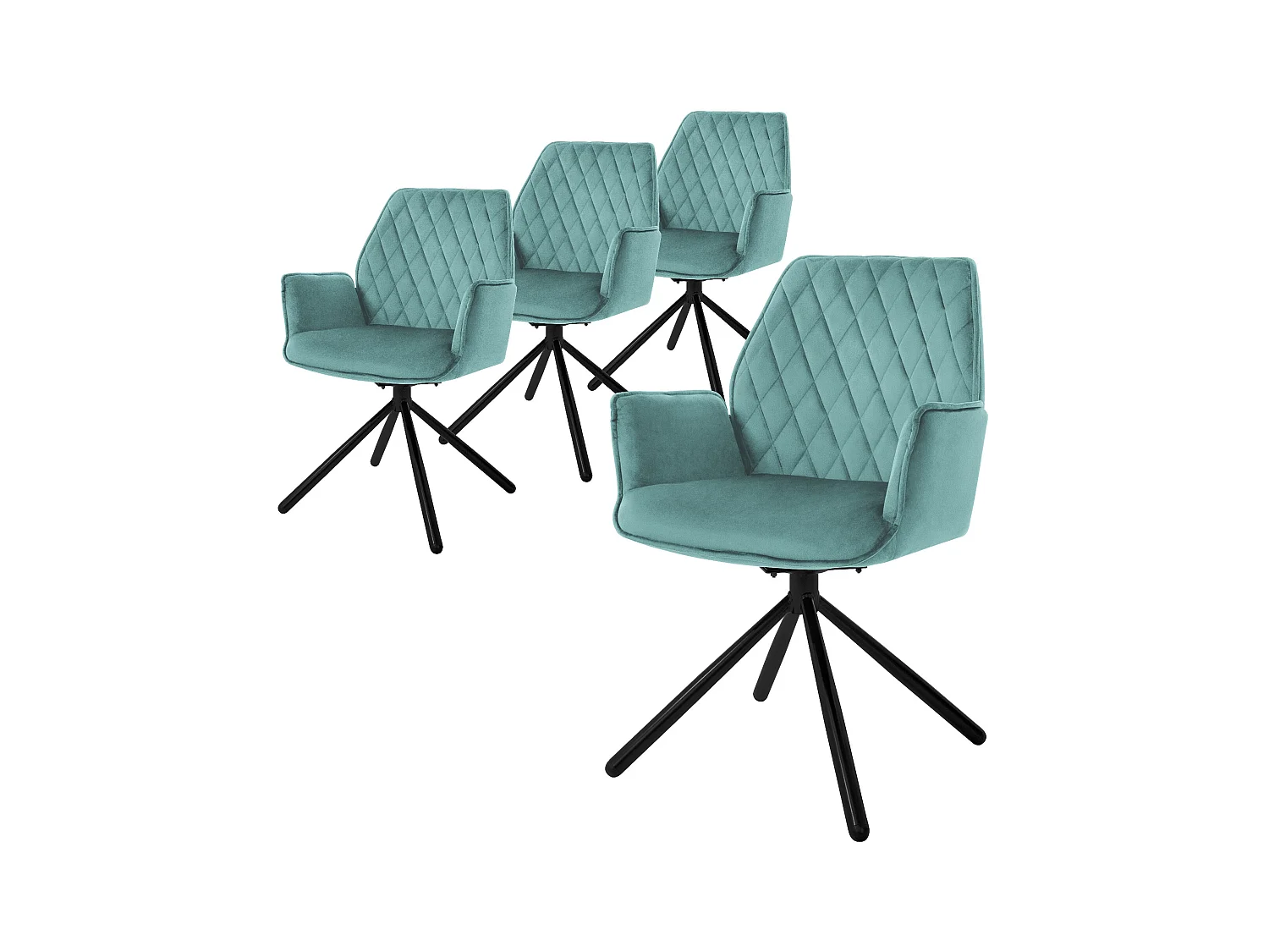 Lote de 4 sillas de comedor giratorias sillón de comedor sillón de terciopelo giratorio 180