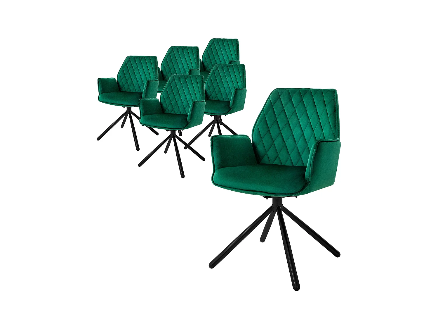 Lot de 6 chaises pivotantes Chaise de salle à manger Fauteuil pivotant 180° Velours Chaise de salon