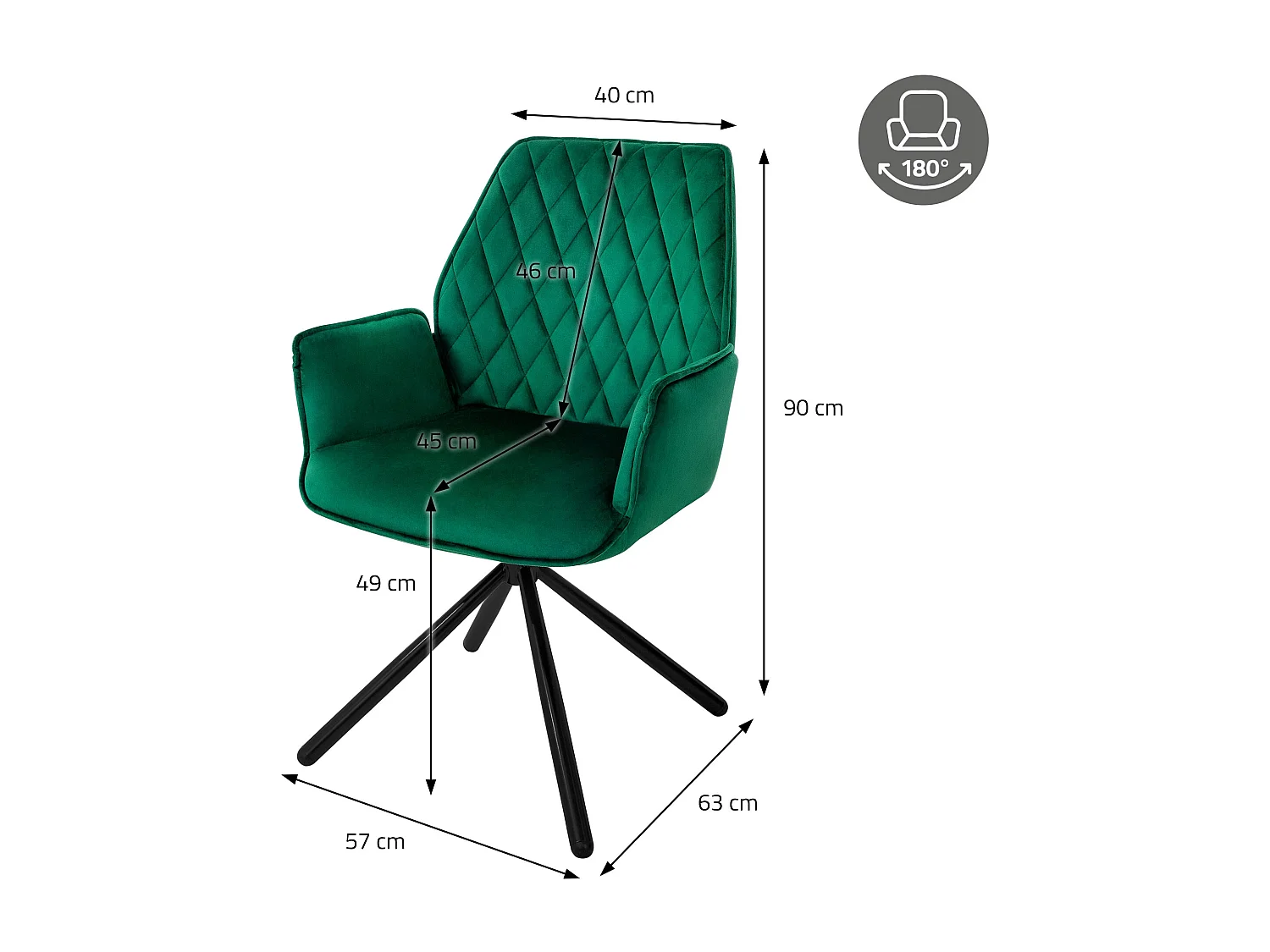 Set di 6 sedie girevoli da pranzo poltrona da sala da pranzo poltrona girevole a 180° in velluto da salotto