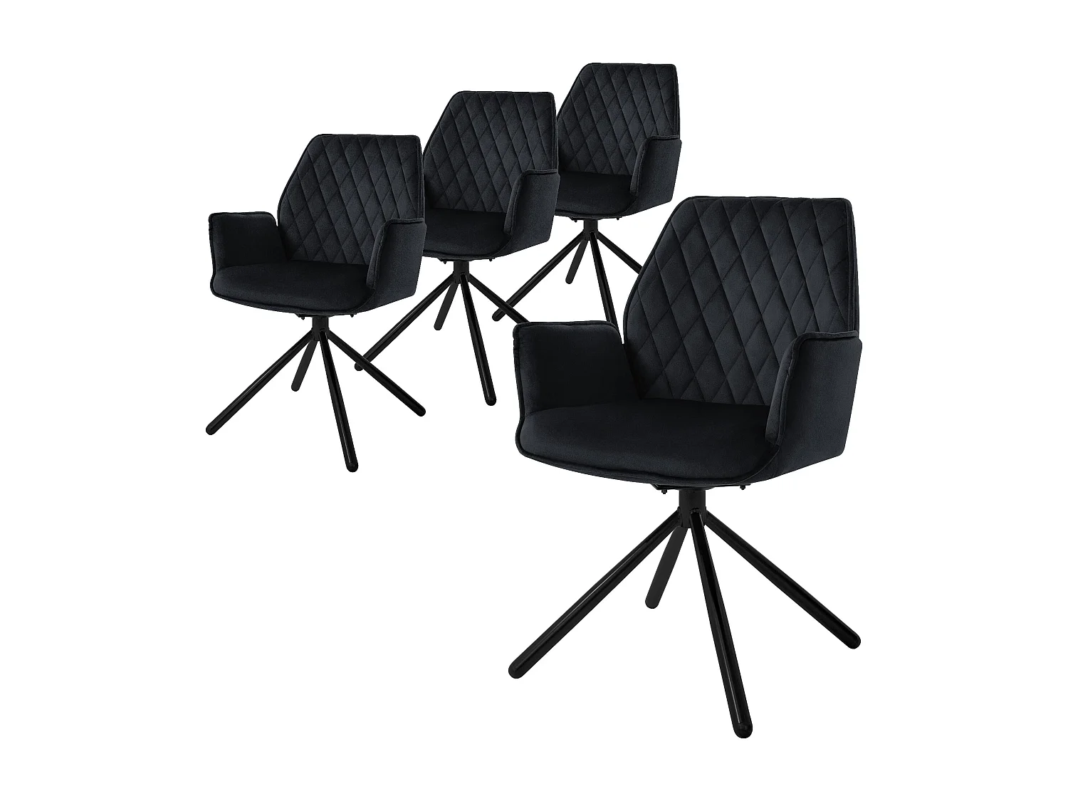 Lote de 4 sillas giratorias silla de comedor sillón sillón de terciopelo giratorio 180