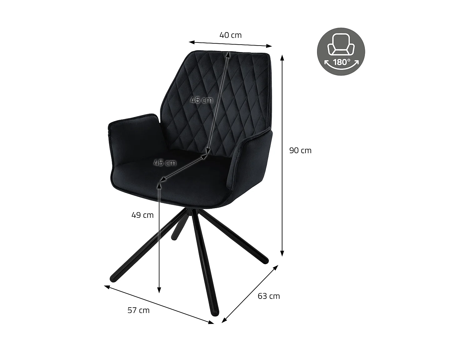 Lote de 4 sillas giratorias silla de comedor sillón sillón de terciopelo giratorio 180