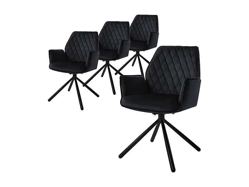 Lote de 4 sillas giratorias silla de comedor sillón sillón de terciopelo giratorio 180