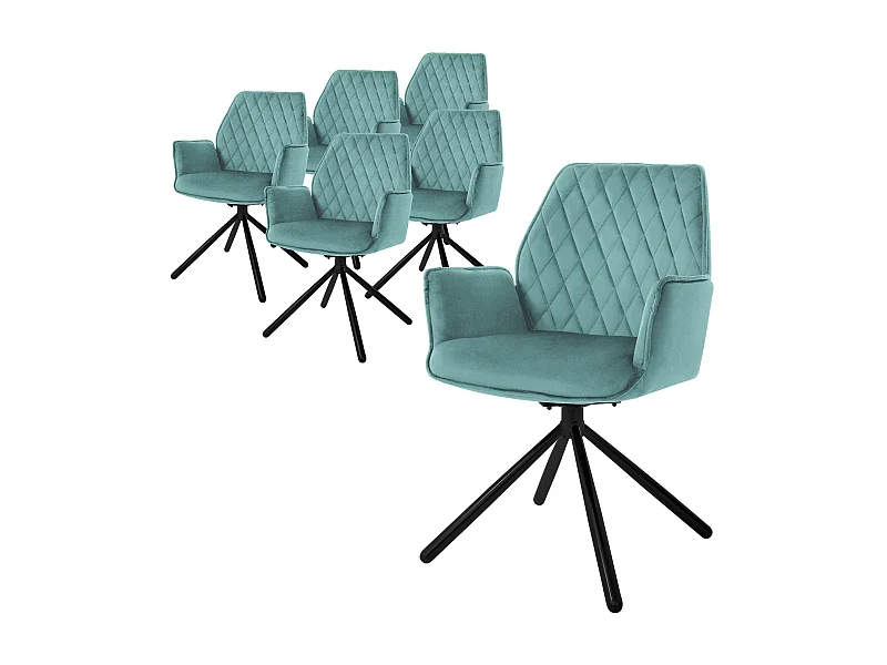 Set di 6 sedie girevoli da sala da pranzo poltrona da sala da pranzo poltrona girevole a 180° in velluto da salotto