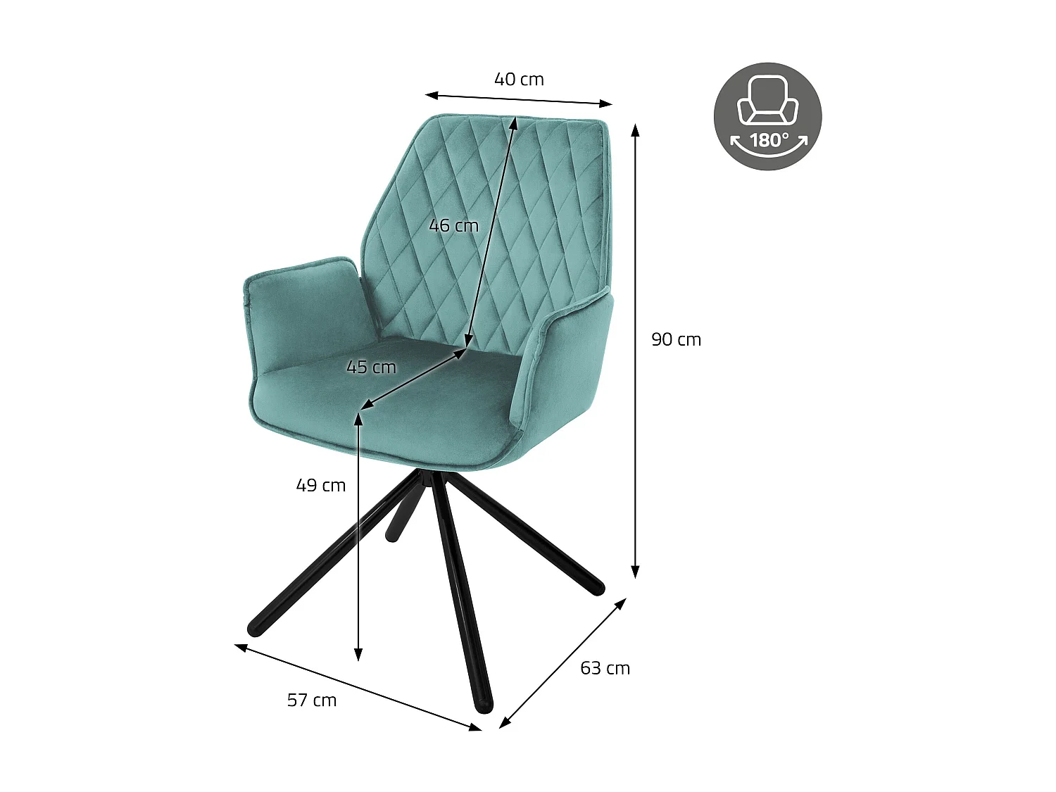 Lot de 6 chaises pivotantes Chaise de salle à manger Fauteuil pivotant 180° Velours Chaise de salon