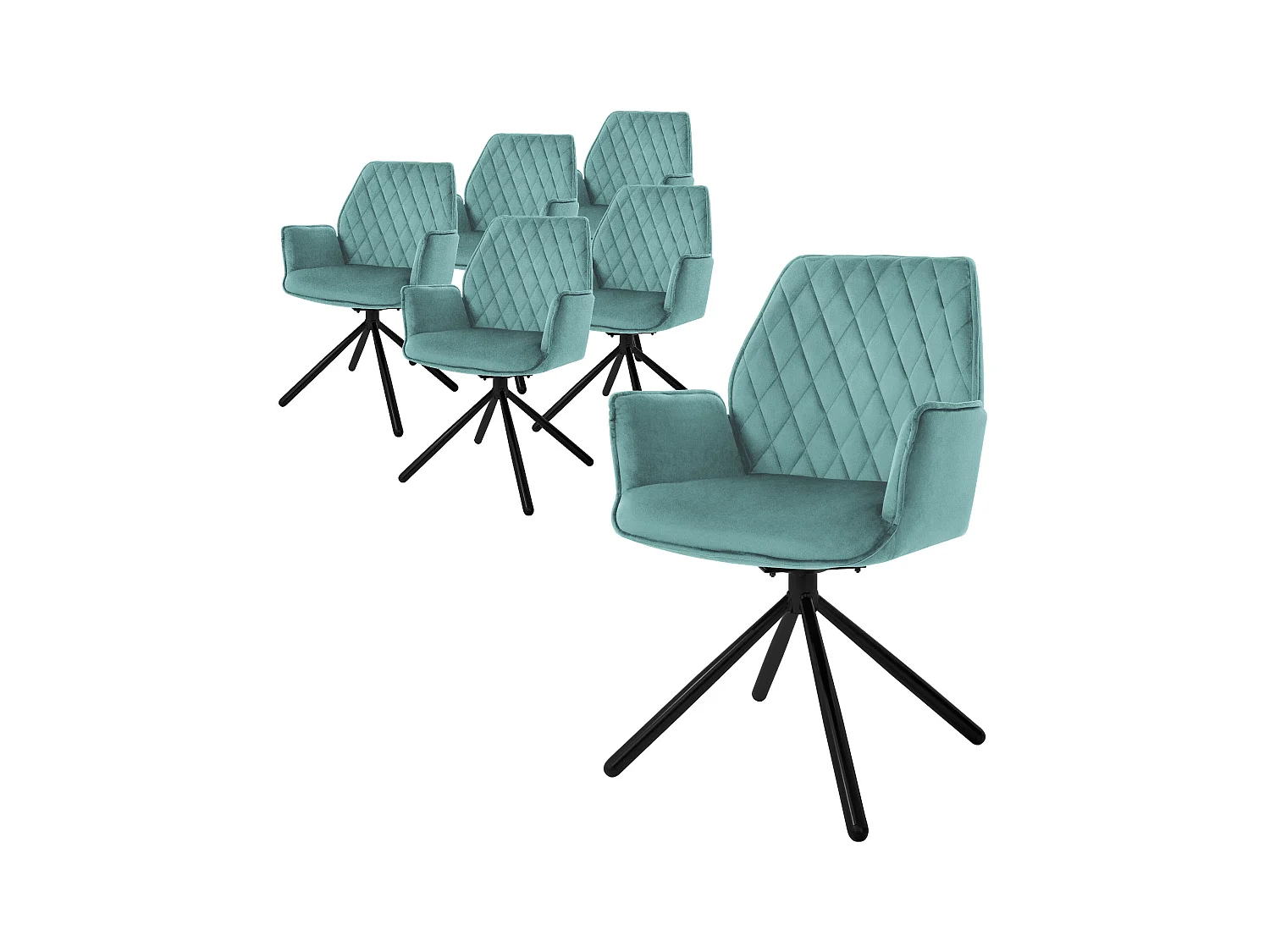 Set di 6 sedie girevoli da sala da pranzo poltrona da sala da pranzo poltrona girevole a 180° in velluto da salotto