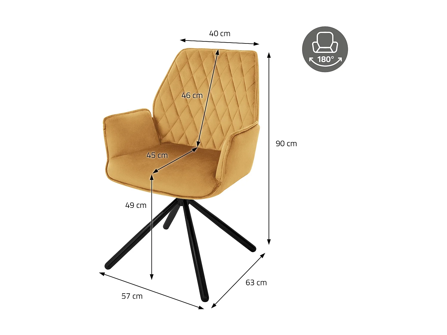 Set di 6 sedie girevoli da pranzo poltrona da sala da pranzo poltrona girevole a 180° in velluto da salotto