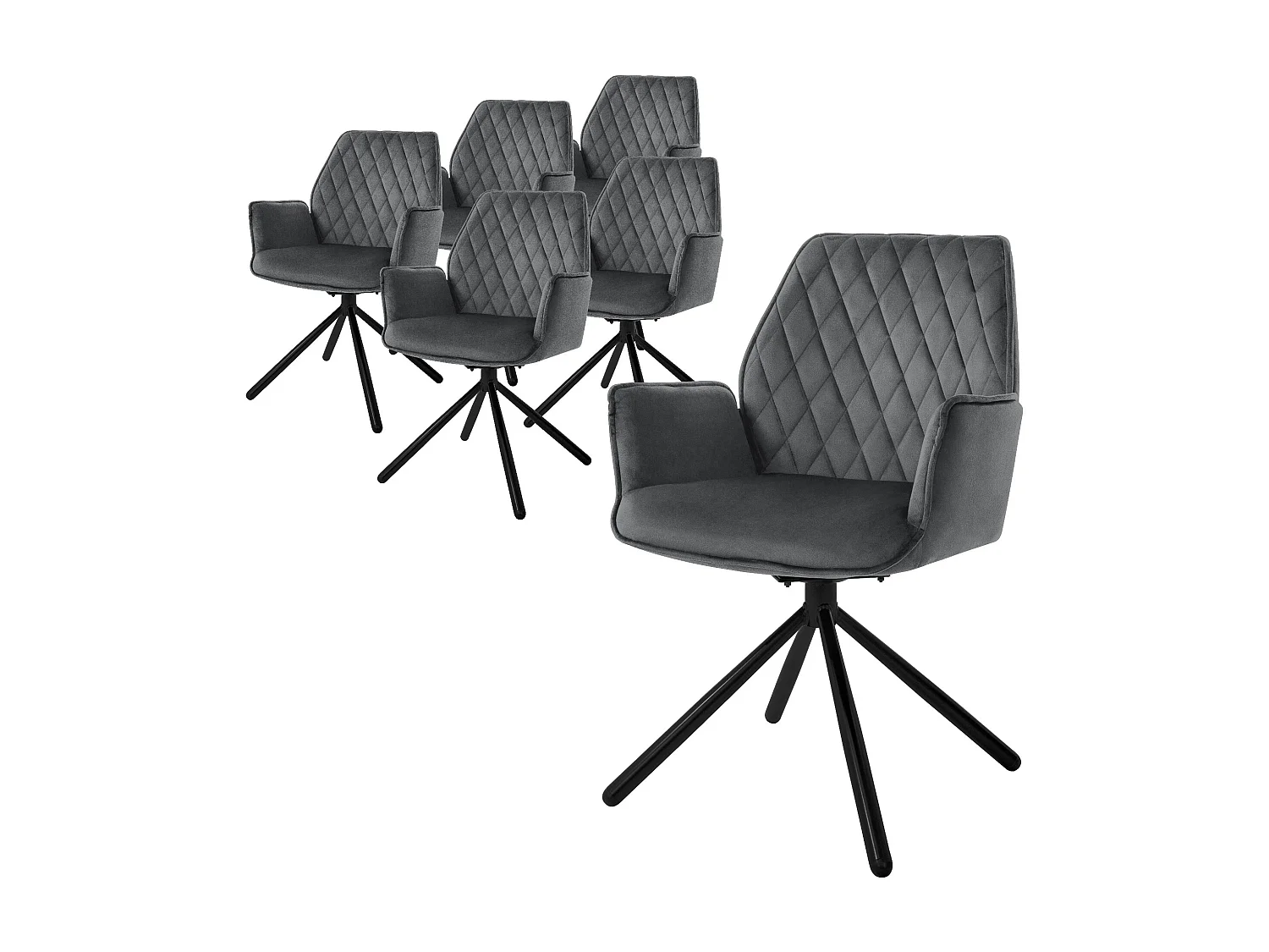 Set di 6 sedie girevoli da pranzo poltrona da sala da pranzo poltrona girevole a 180° in velluto da salotto