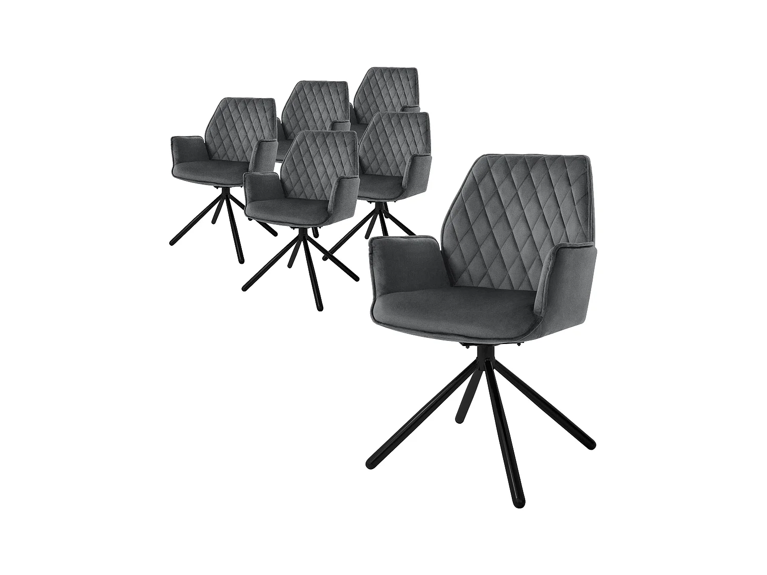 Lot de 6 chaises pivotantes Chaise de salle à manger Fauteuil pivotant 180° Velours Chaise de salon