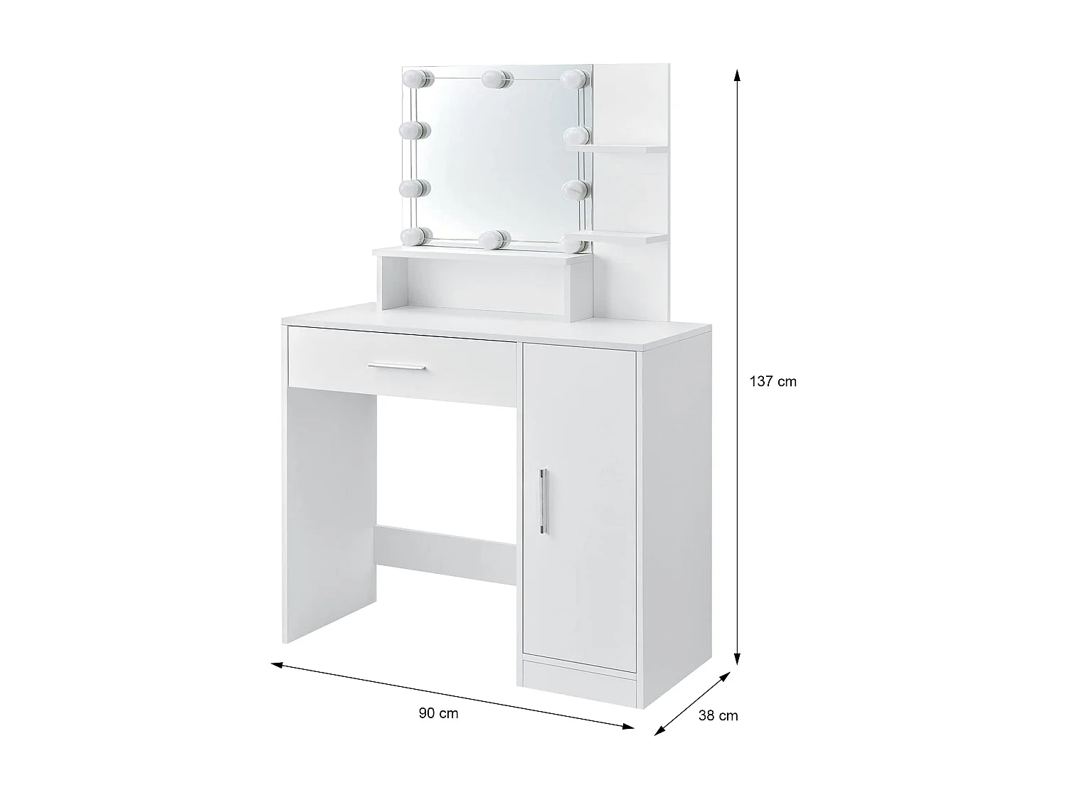 Tocador LED Tocador Cosmetico Tocador Espejo con Taburete Gris Claro