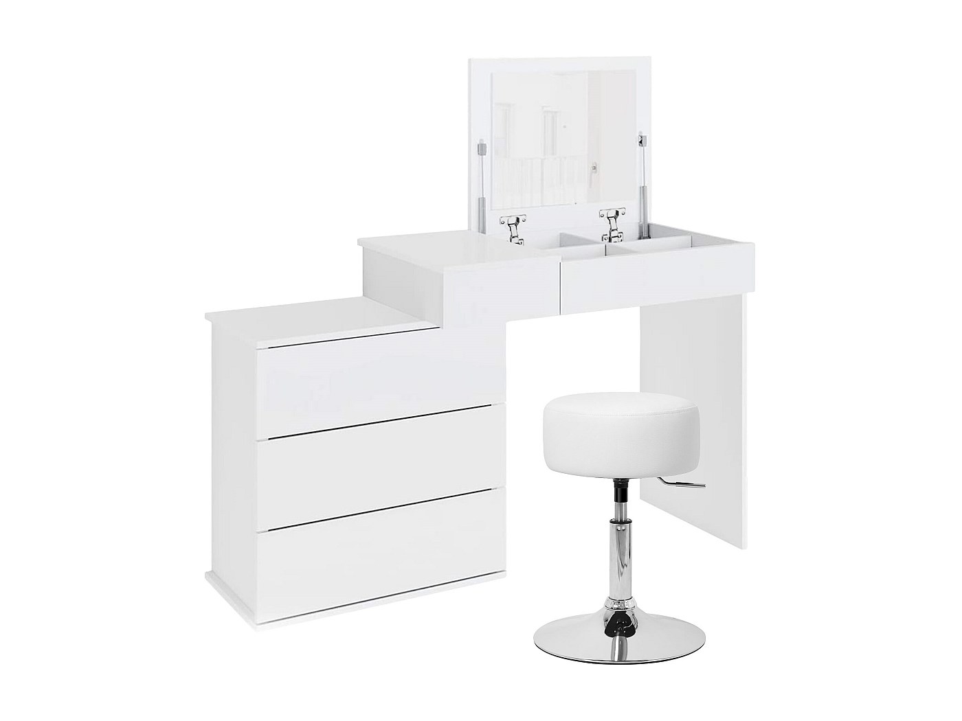 HOMCOM Toeletta Trucco con Luci LED 3 Tonalità e Specchio, Prese USB, 4 Cassetti e Mensole, 90x45x160cm, Bianco | Leroy Merlin