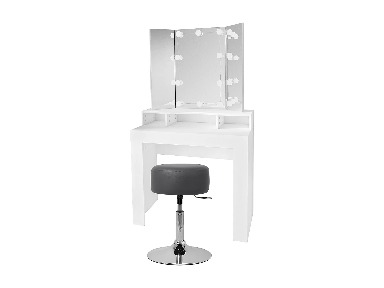Coiffeuse LED Coiffeuse Commode Miroir Tabouret Gris foncé