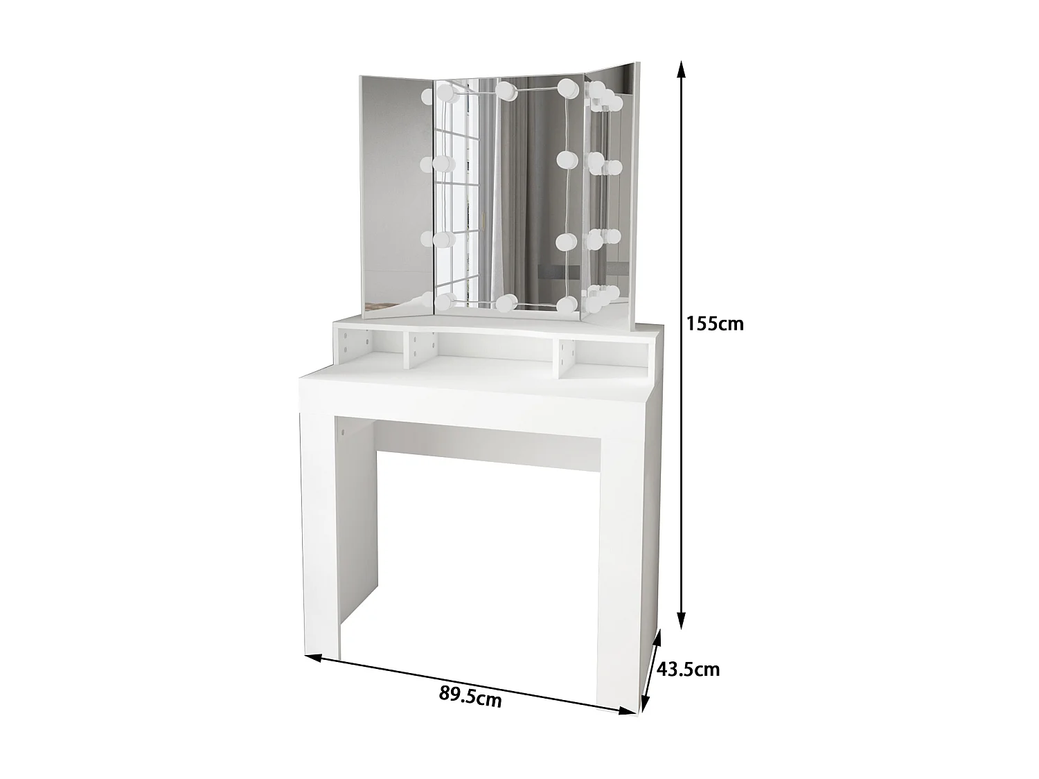 Coiffeuse LED Coiffeuse Commode Miroir Tabouret Gris foncé