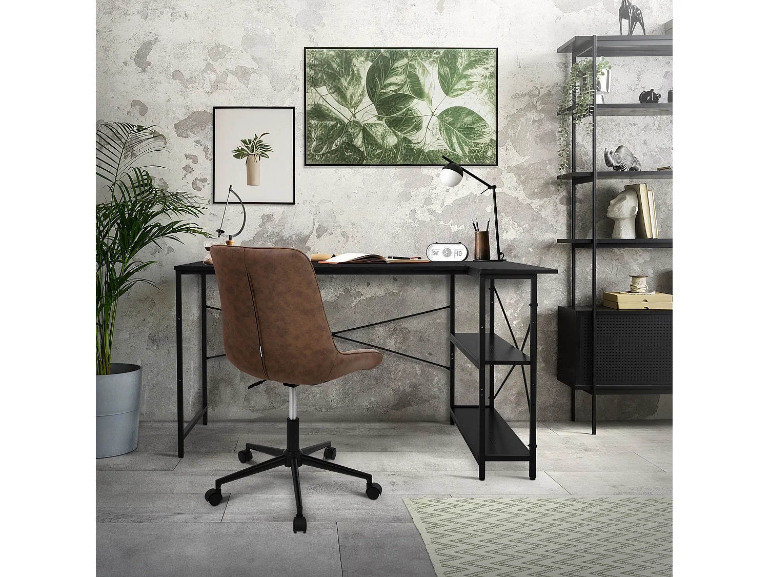 Bureau Bureau en L Table d'angle Table de travail Table d'ordinateur 140 cm