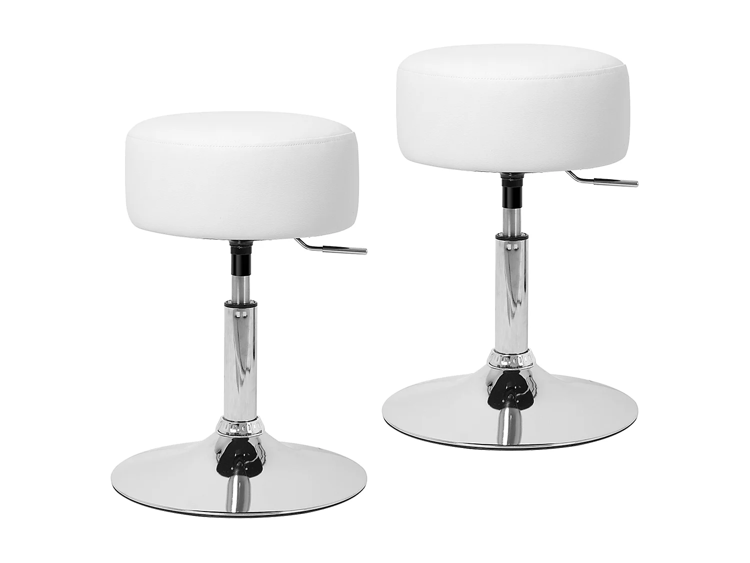 2 x taburete taburete de maquillaje taburete redondo taburete tapizado taburete de bar acero blanco