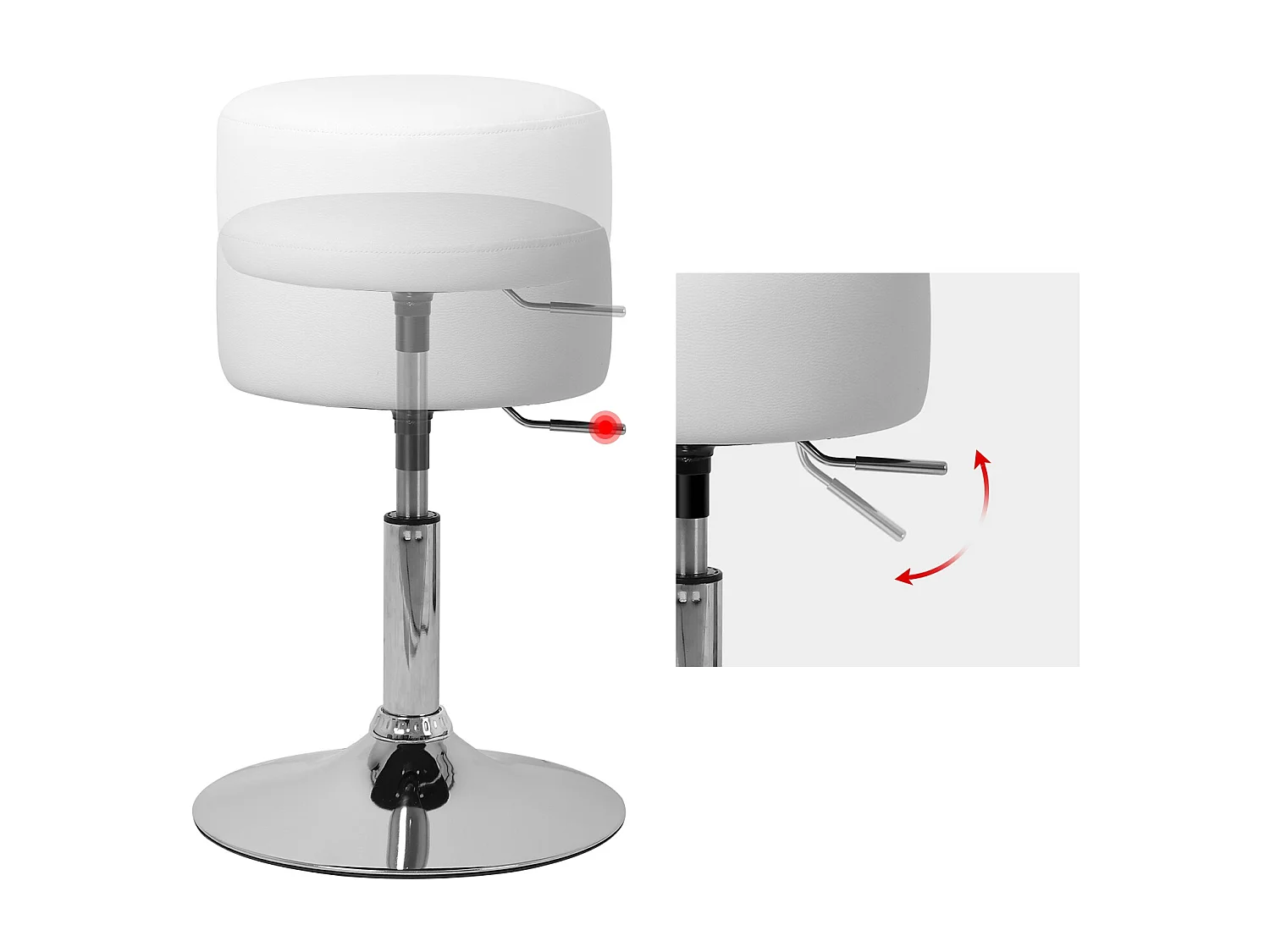 2 x taburete taburete de maquillaje taburete redondo taburete tapizado taburete de bar acero blanco