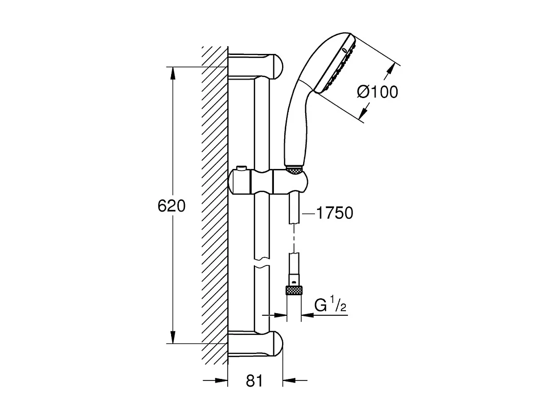 GROHE Tempesta 100 Teleducha de 2 chorros con barra de ducha