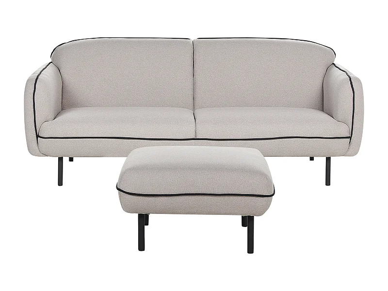 3-Sitzer Sofa Stoff grau mit Ottomane schwarzes Metallgestell Biese Tonsberg