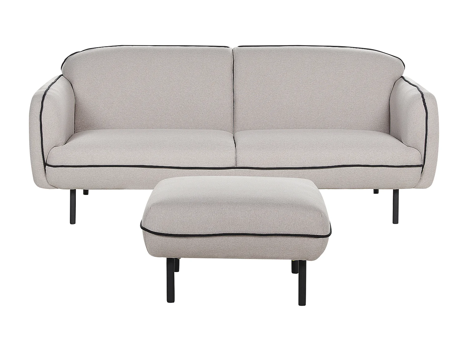 3-Sitzer Sofa Stoff grau mit Ottomane schwarzes Metallgestell Biese Tonsberg