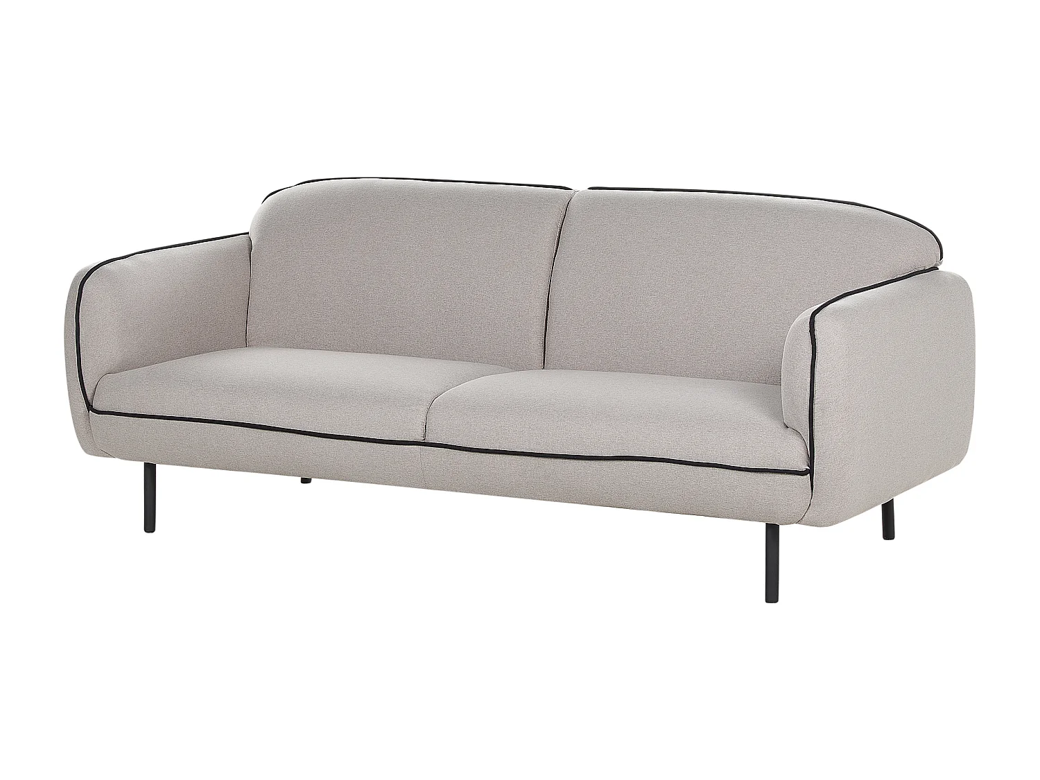 3-Sitzer Sofa Stoff grau mit Ottomane schwarzes Metallgestell Biese Tonsberg