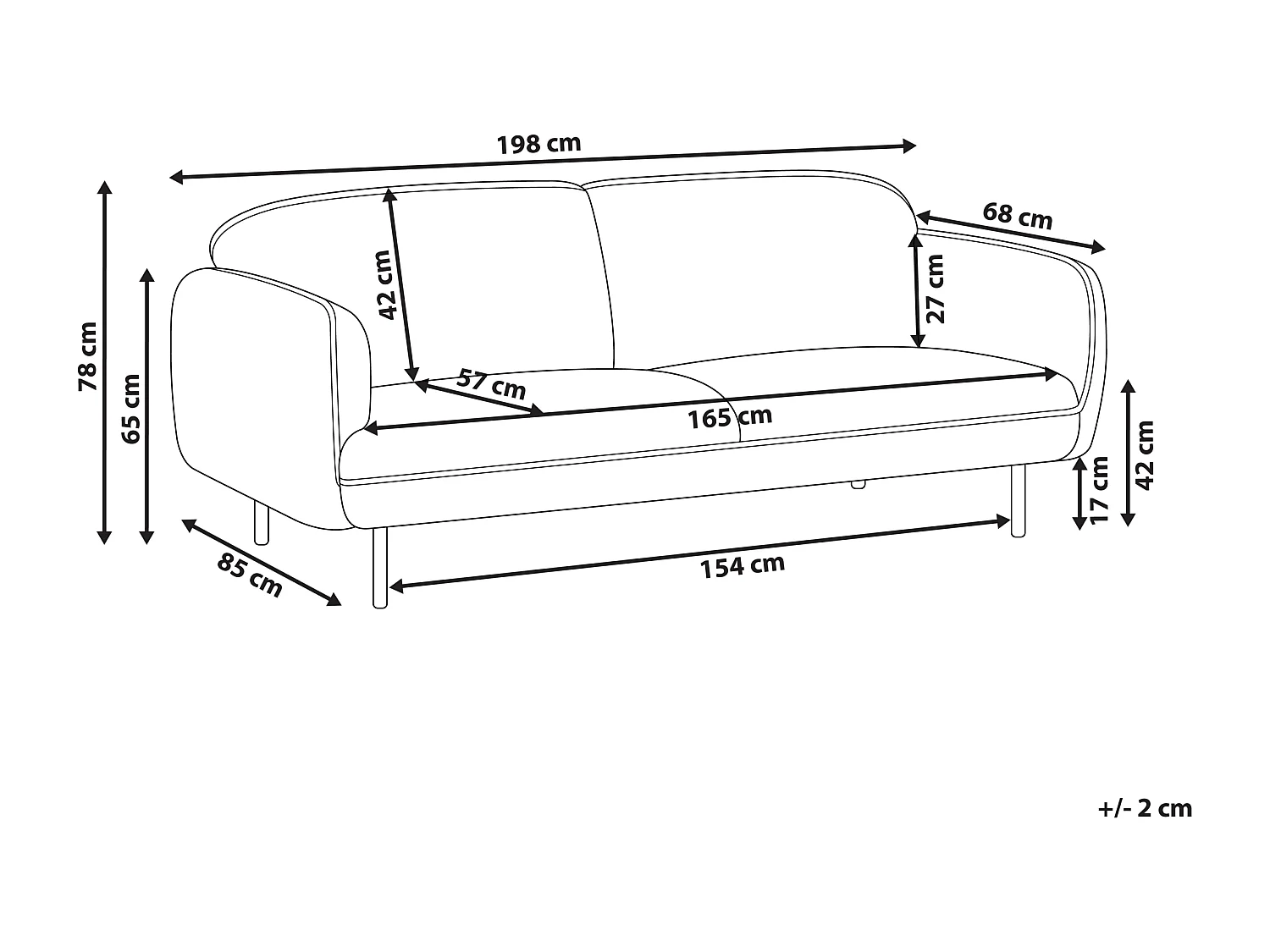 Sofa TONSBERG Stoff Hellgrau 3-Sitzer
