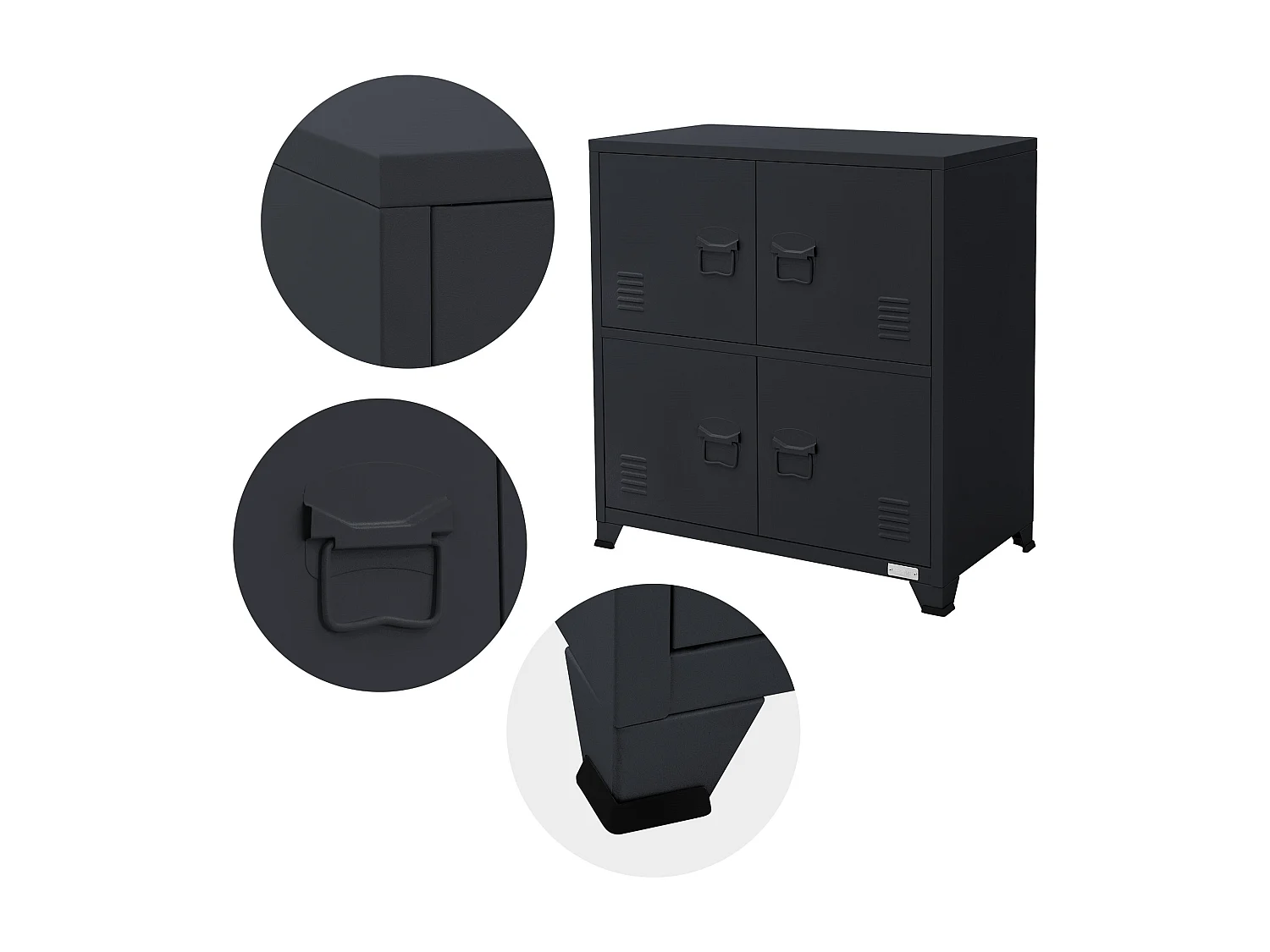 Armadietto per ufficio Armadietto in metallo Armadietto in acciaio con ripiani 75x40x80,5cm