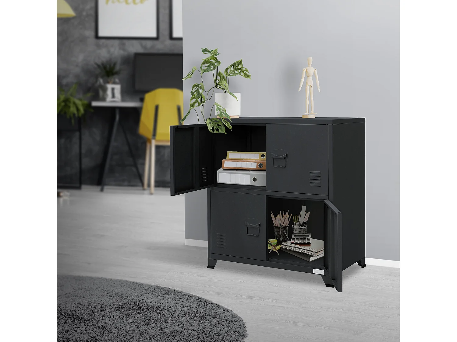 Armadietto per ufficio Armadietto in metallo Armadietto in acciaio con ripiani 75x40x80,5cm