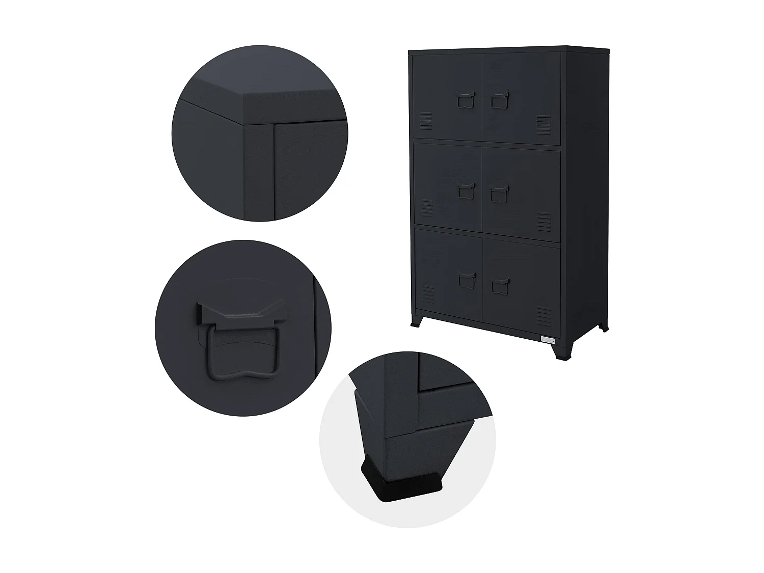 Armadio per ufficio Armadio in metallo Armadio in acciaio con ripiani 75x40x120 cm