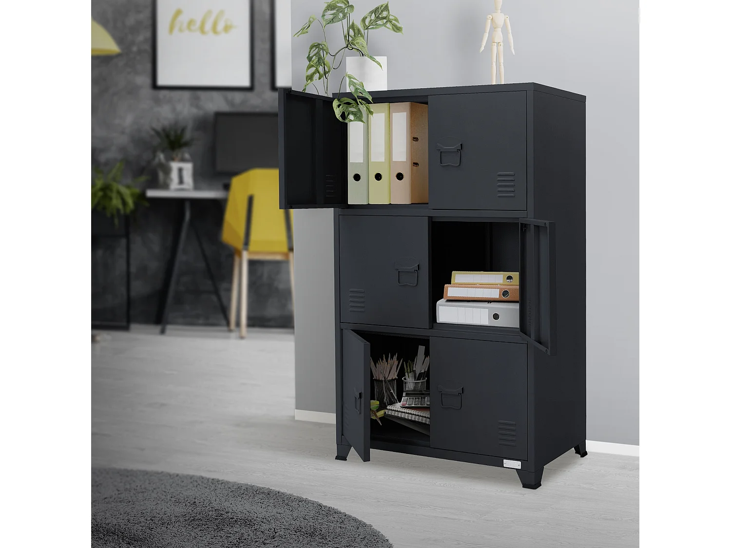 Armadio per ufficio Armadio in metallo Armadio in acciaio con ripiani 75x40x120 cm