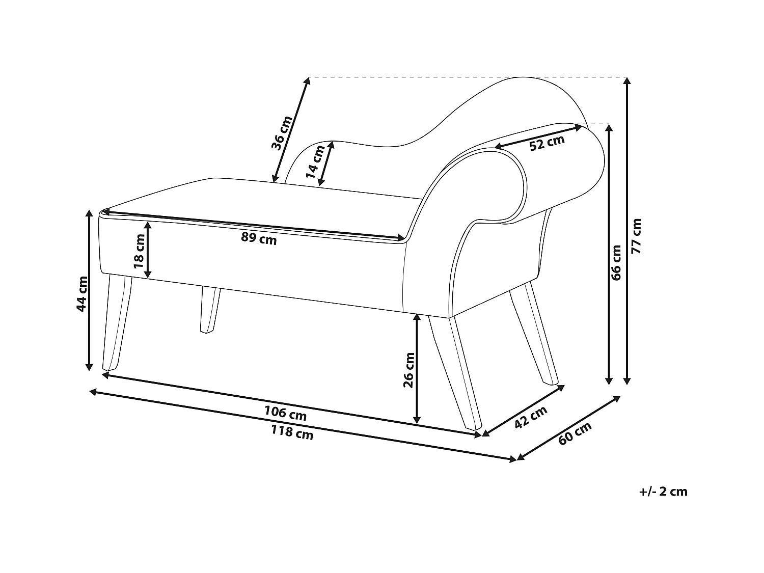 Rechtszijdige chaise longue BIARRITZ Stof Wit