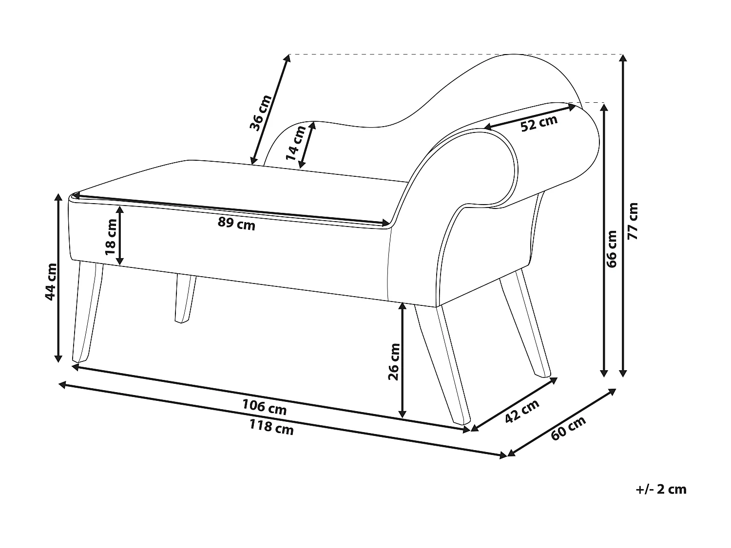 Chaise longue côté droit BIARRITZ Tissu Blanc