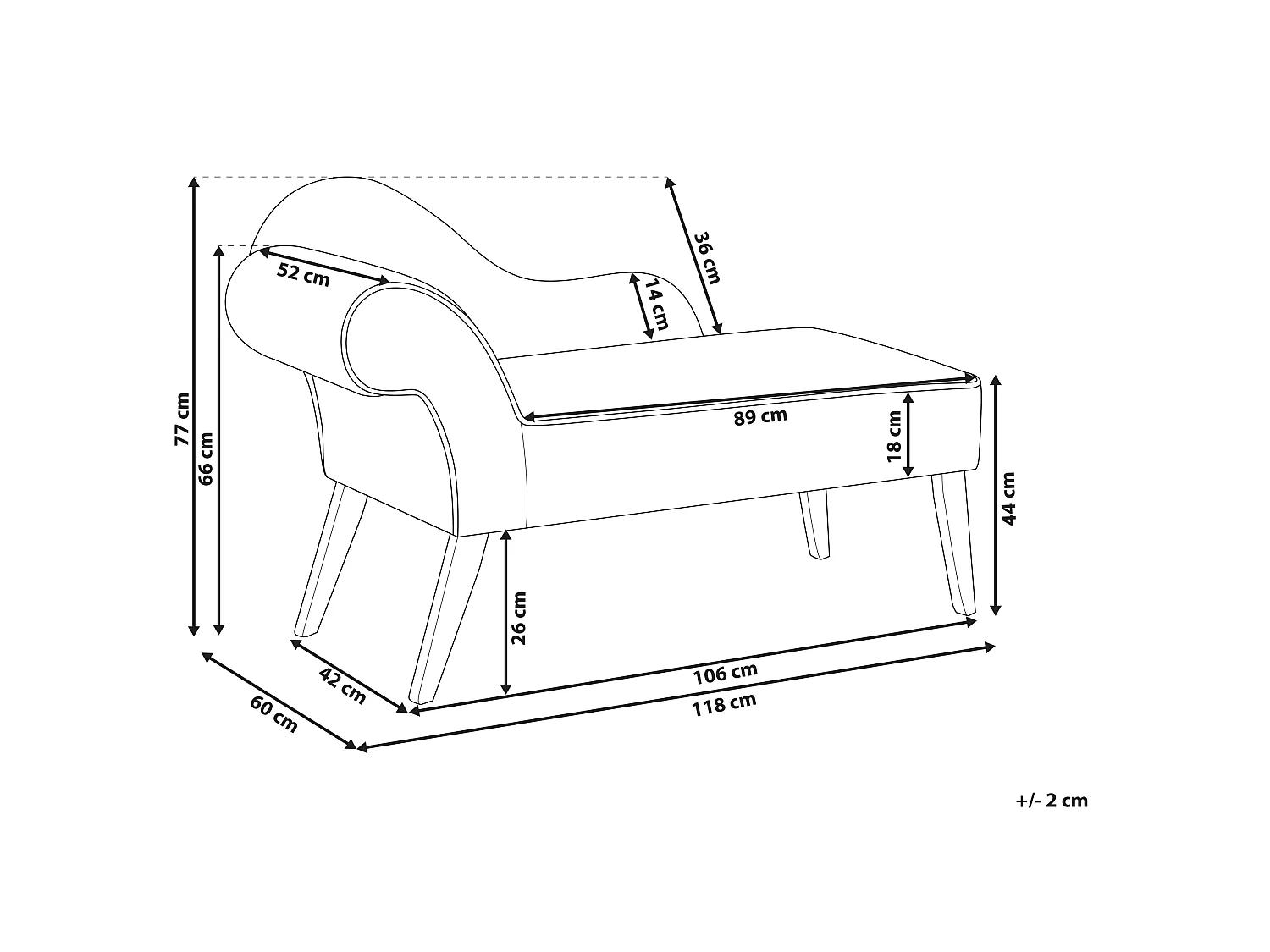 Chaise longue côté gauche BIARRITZ Tissu Blanc