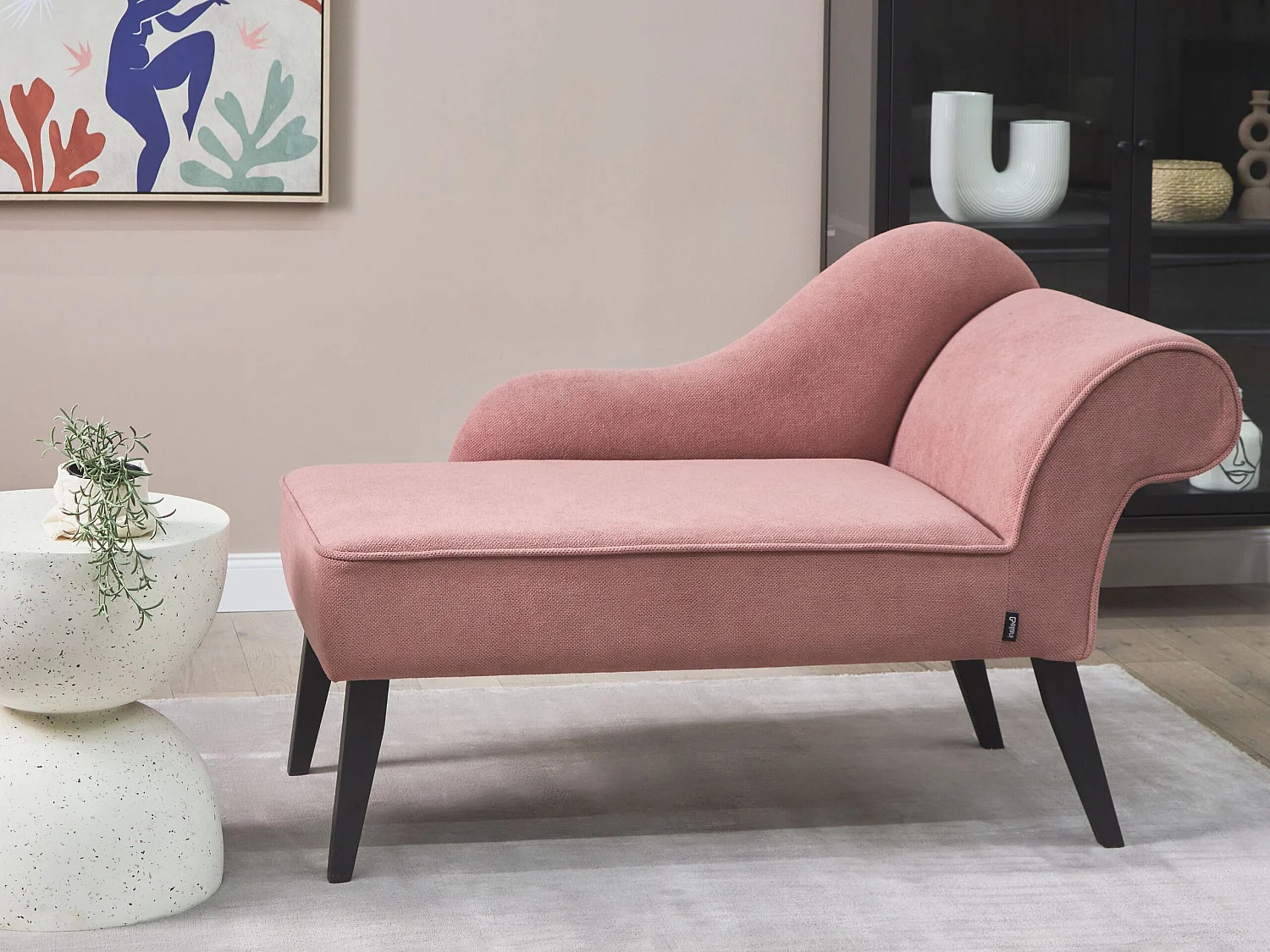 Chaise longue côté droit BIARRITZ Tissu Rose