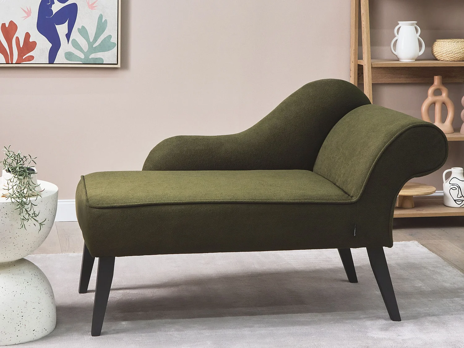 Chaise longue versione destra BIARRITZ Tessuto Verde oliva