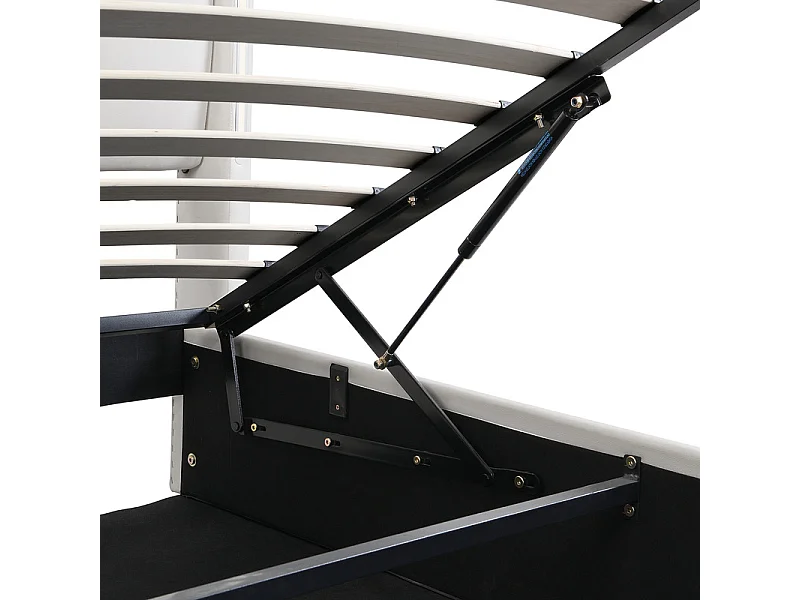 Letto contenitore imbottito in ecopelle - 180x200 cm - con porta USB e LED - testiera ad angolazione regolabile - Bianco