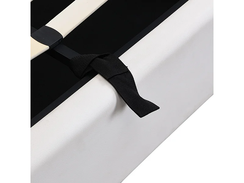 Letto contenitore imbottito in ecopelle - 180x200 cm - con porta USB e LED - testiera ad angolazione regolabile - Bianco