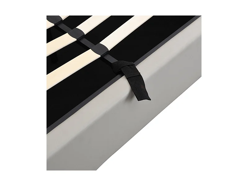 Cama contenedor tapizada en piel sintética - 180x200 cm - con puerto USB y LED - cabecero de ángulo ajustable - Gris