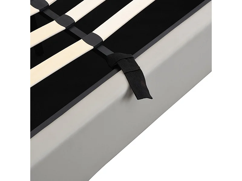 Gestoffeerd kunstleer opbergbed - 180x200cm - met USB-poort en LED - verstelbaar hoekhoofdeinde - Grijs