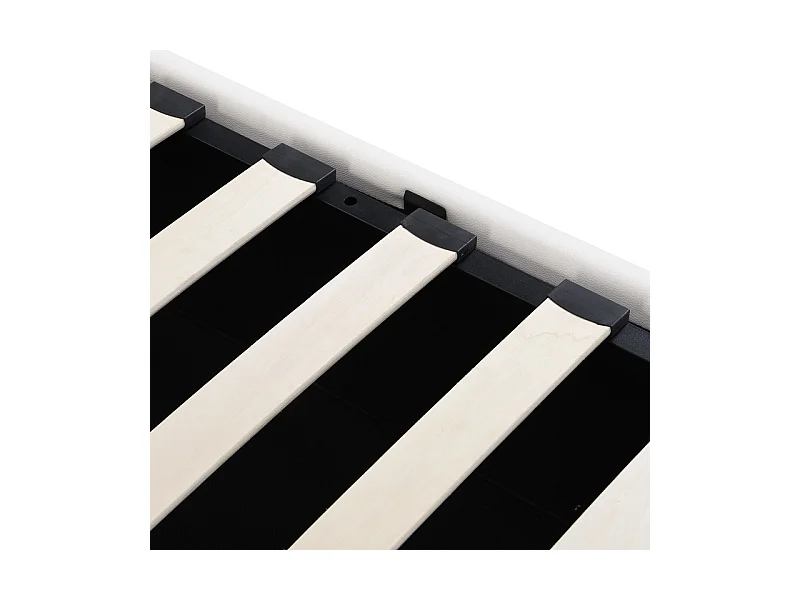 Gepolstertes Stauraumbett aus Kunstleder – 140 x 200 cm – mit USB-Anschluss und LED – verstellbares Kopfteil – Weiß