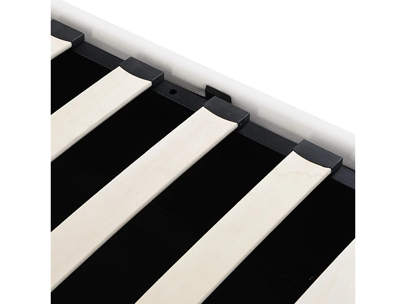 Lit coffre rembourré en similicuir - 140x200cm - avec Port USB et LED - tête de lit à angle réglable - Blanc