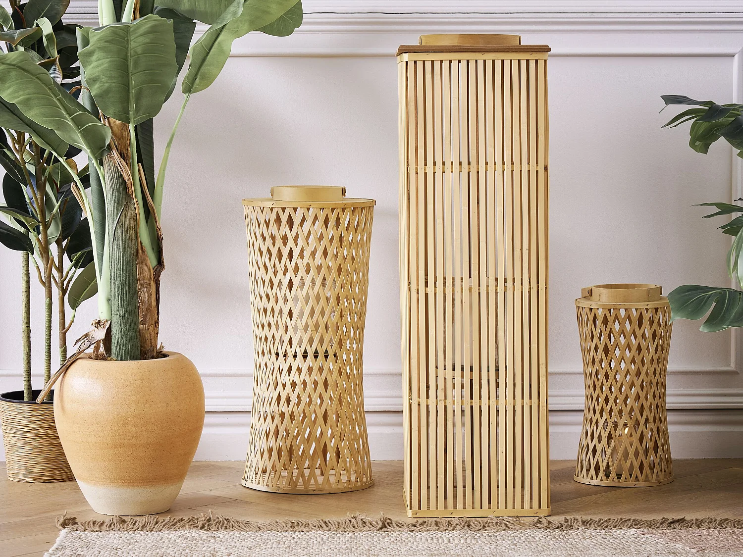 Lantaarn BALABAC Bamboehout 88 cm Lichtbruin