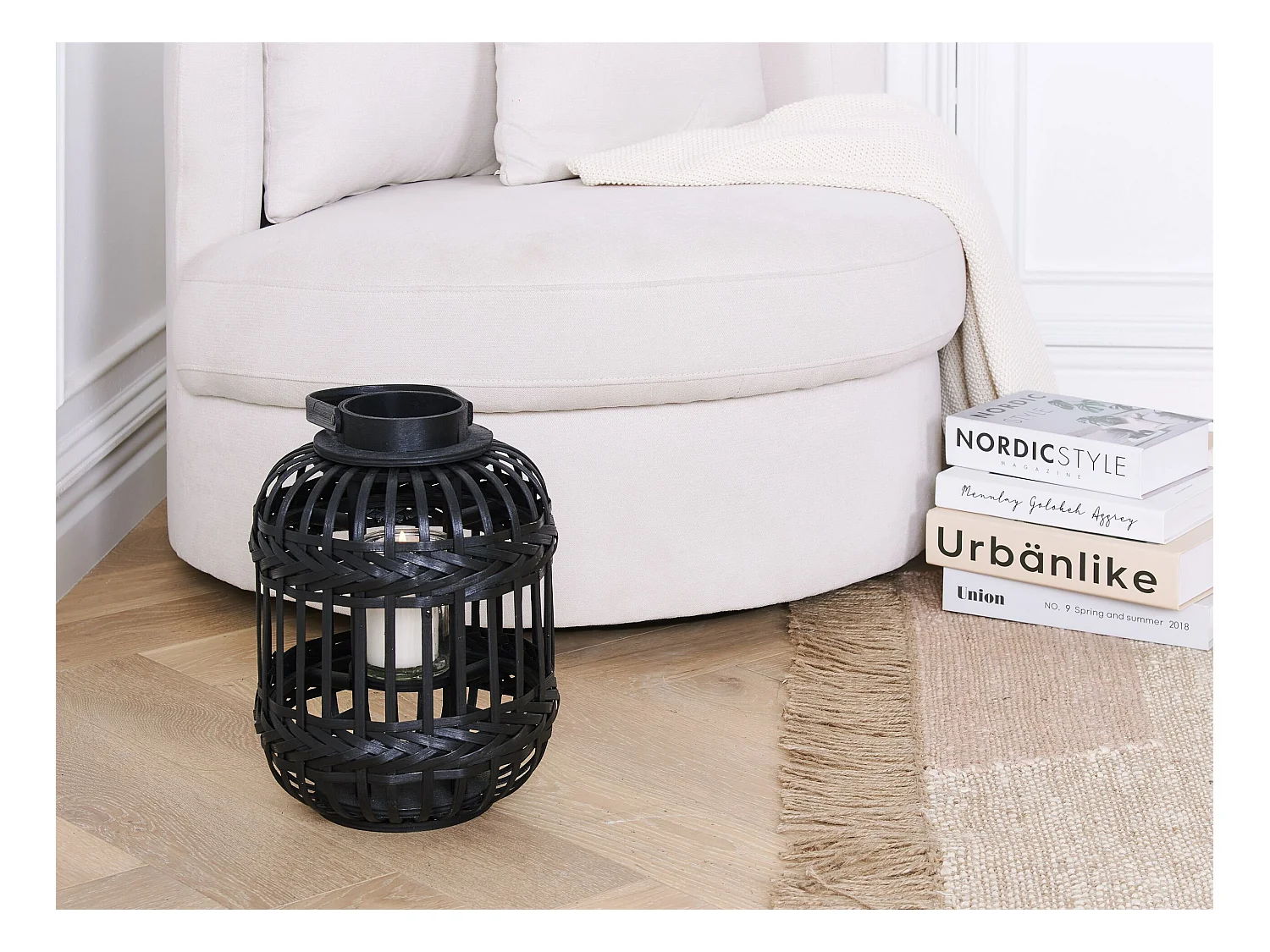 Linterna BORACAY Madera 30 cm Negro